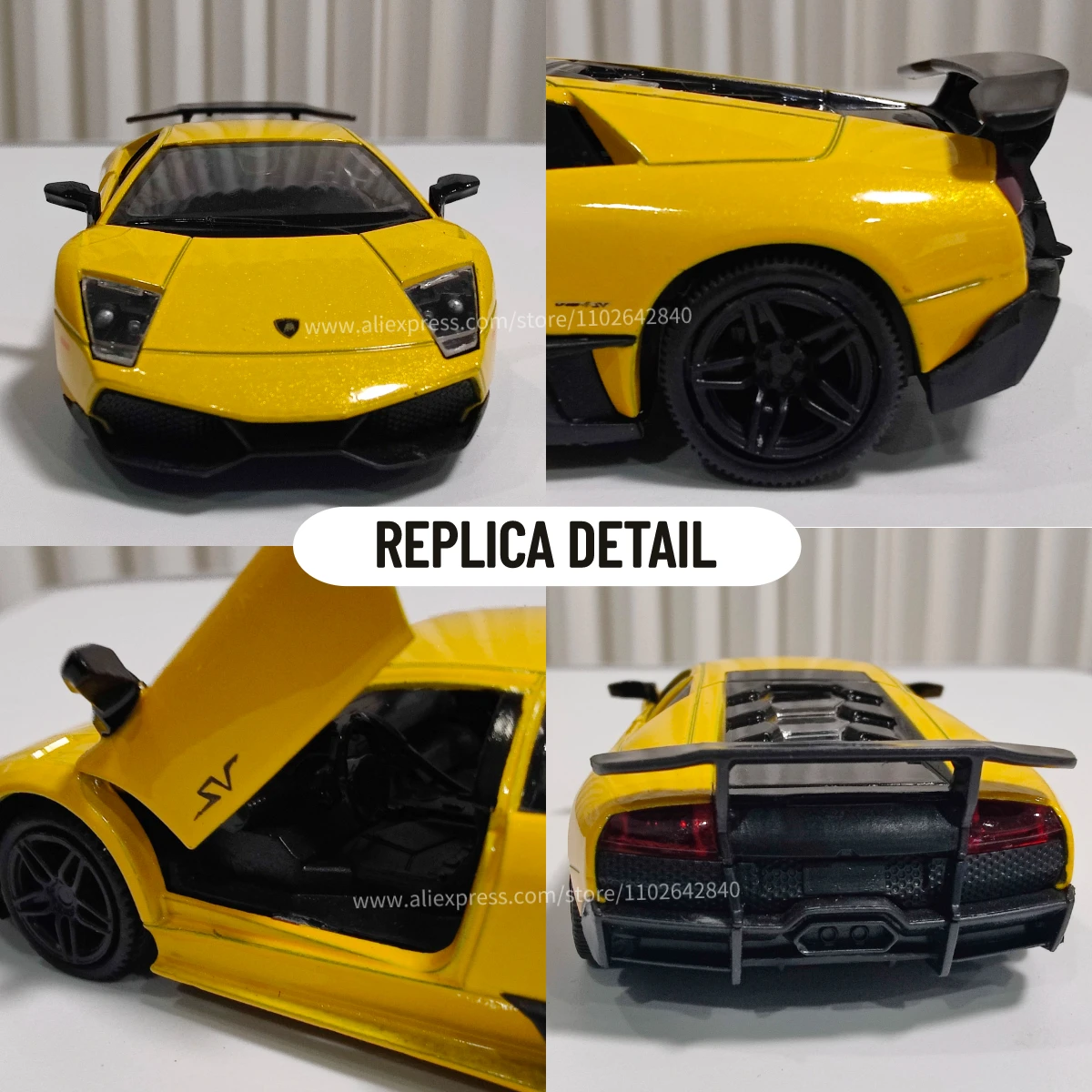 1/36 Lamborghini Murcielago Car Model Replica, Scale Metal Miniature Art Vehicle Interior Decor Diecast Xmas Gift Kid Boy Toy