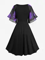 Plus Size Ruched Panel Dress Flowers Print Chiffon Ruffles Split Hem Layered Casual Elegant Women's Maxi Dresses Vestido - Image 4
