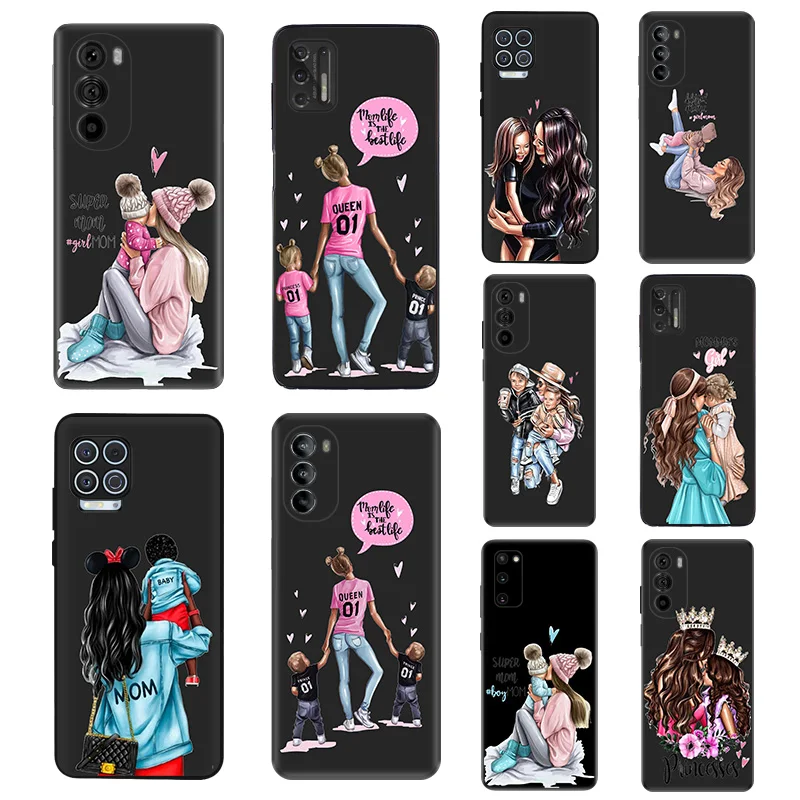 Phone Case For Motorola Edge 40 30 20 G9 G73 G53 G72 G52 G22 G71 G60 G200 G51 Brown Hair Baby Mama Girl Shell Black Cases Cover