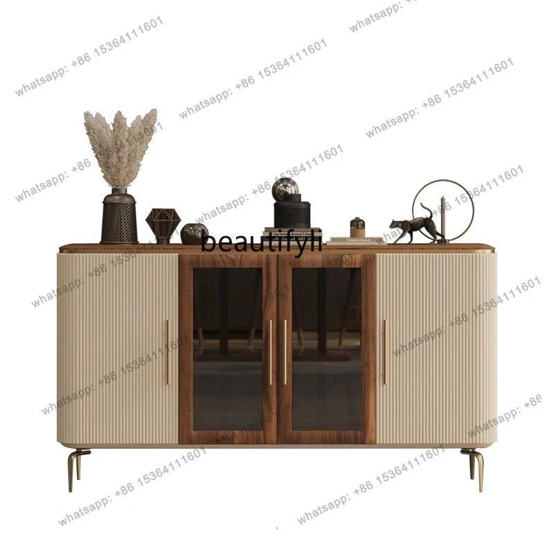 

Light Luxury Solid Wood Modern Hallway Sideboard Vintage Wine Cabinet Living Room Wall-Mounted Mid-Ancient Locker
