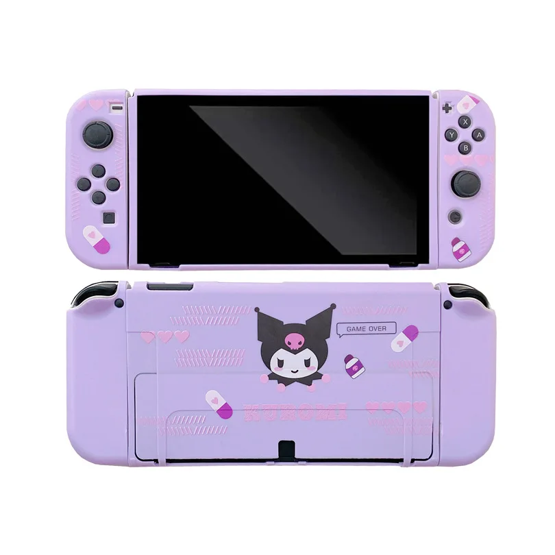 MINISO Sanrio Kuromi Case Charging Dock Station Cover Protective Shell for Nintendo Switch Oled Console Crystal Protector Skin