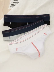 2pcs/lot men's panties bikini briefs cotton low-rise wide-brimmed U-convex  sexy comfortable solid color bottoms