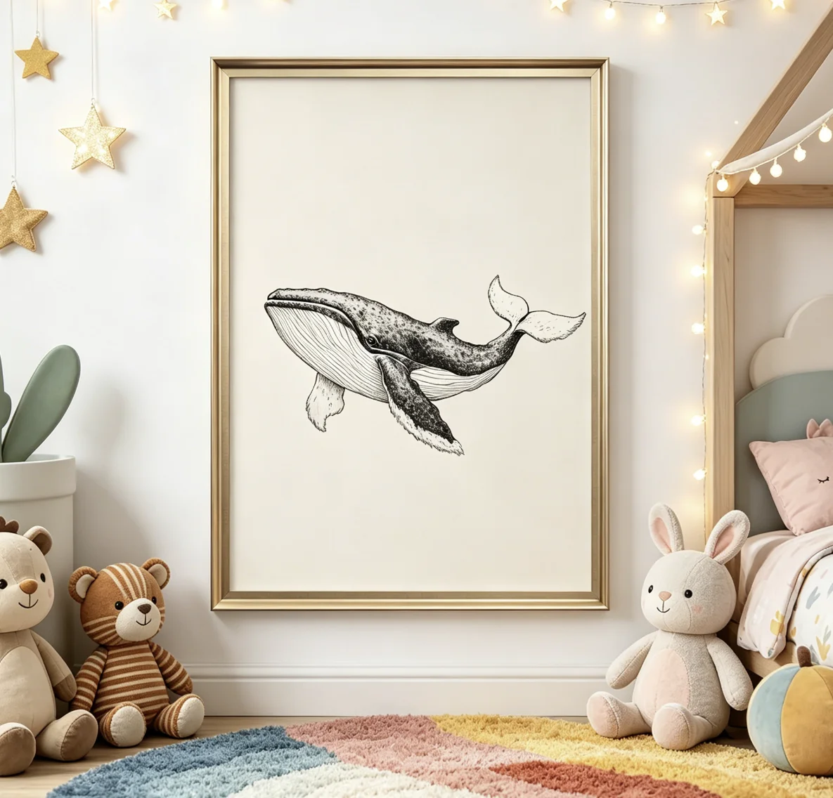 لوحة فنية لحيتان، ديكور بسيط ل - مراجعة Baby Nursery Art وسعره