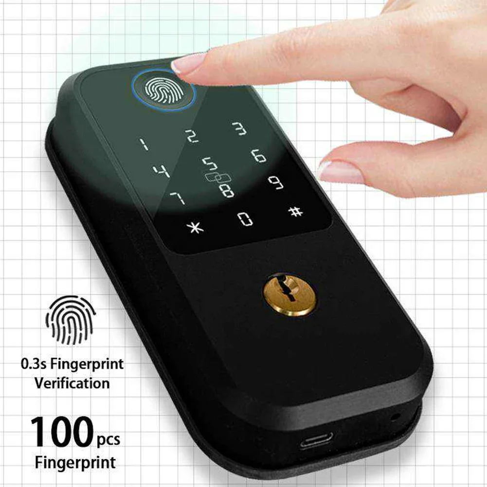 Biometric Electronic Door Lock Smart Digital Fingerprint Locks Anti-Peeping Keypad Deadbolt Passcode RFID Card Type-C Charging