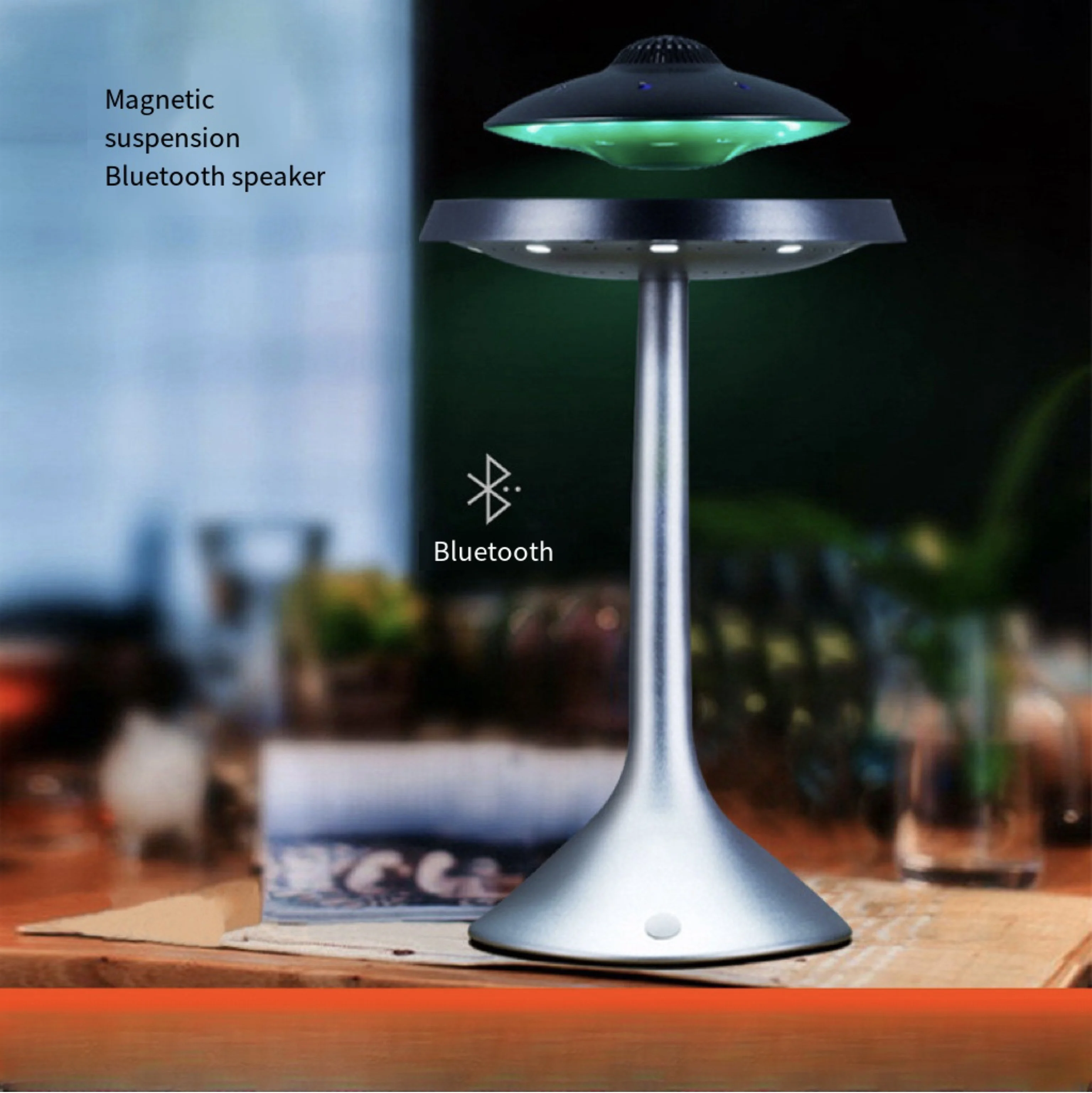 Magnetic Levitation Smart Speaker with RGB LED Lighting 3D Surround Sound Wireless Charging UFO Design