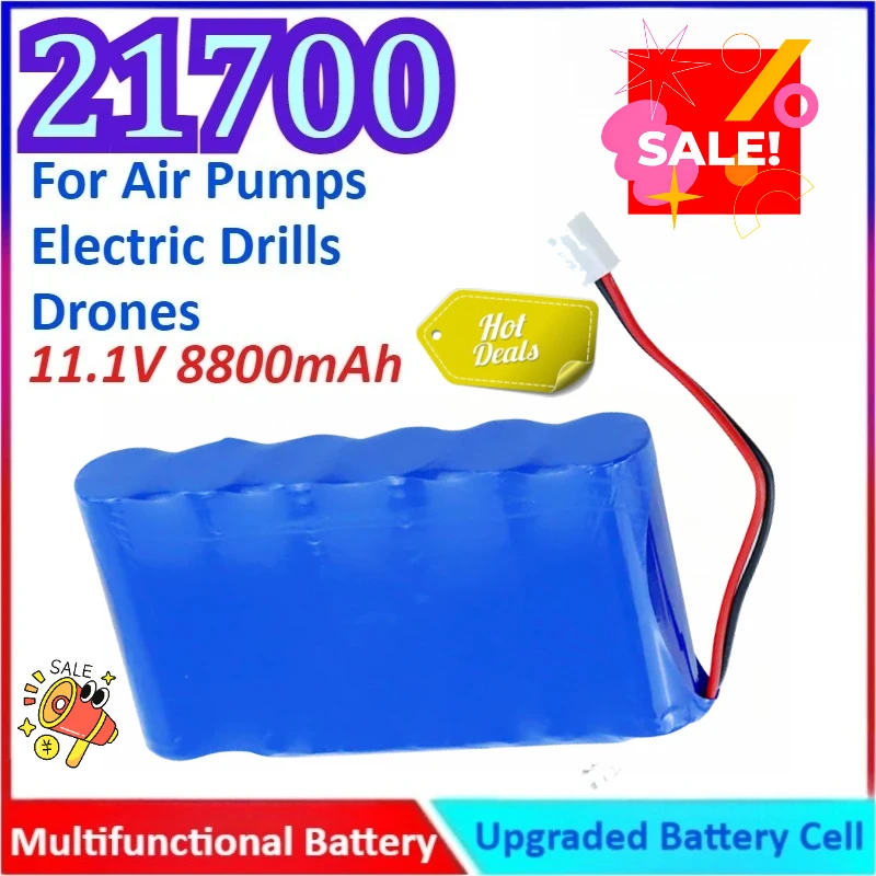 

11.1V 8800mAh 21700 Multifunctional Rechargeable General-purpose Lipo Battery for Air Pumps / Electric Drills / Drones Battery