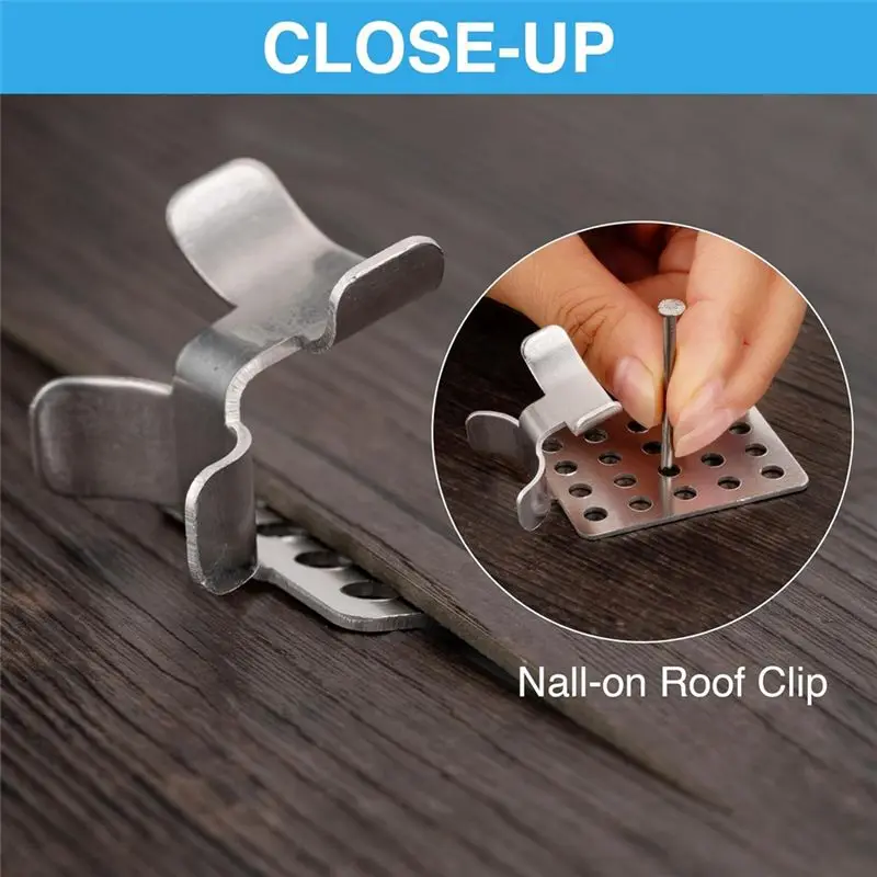 AS94-Roof De-Icing Cable Clips, 100 Pack Aluminum Roof Clips, Metal Clip, Heat Cable Roof Clip, De-Icing Cable Clamps