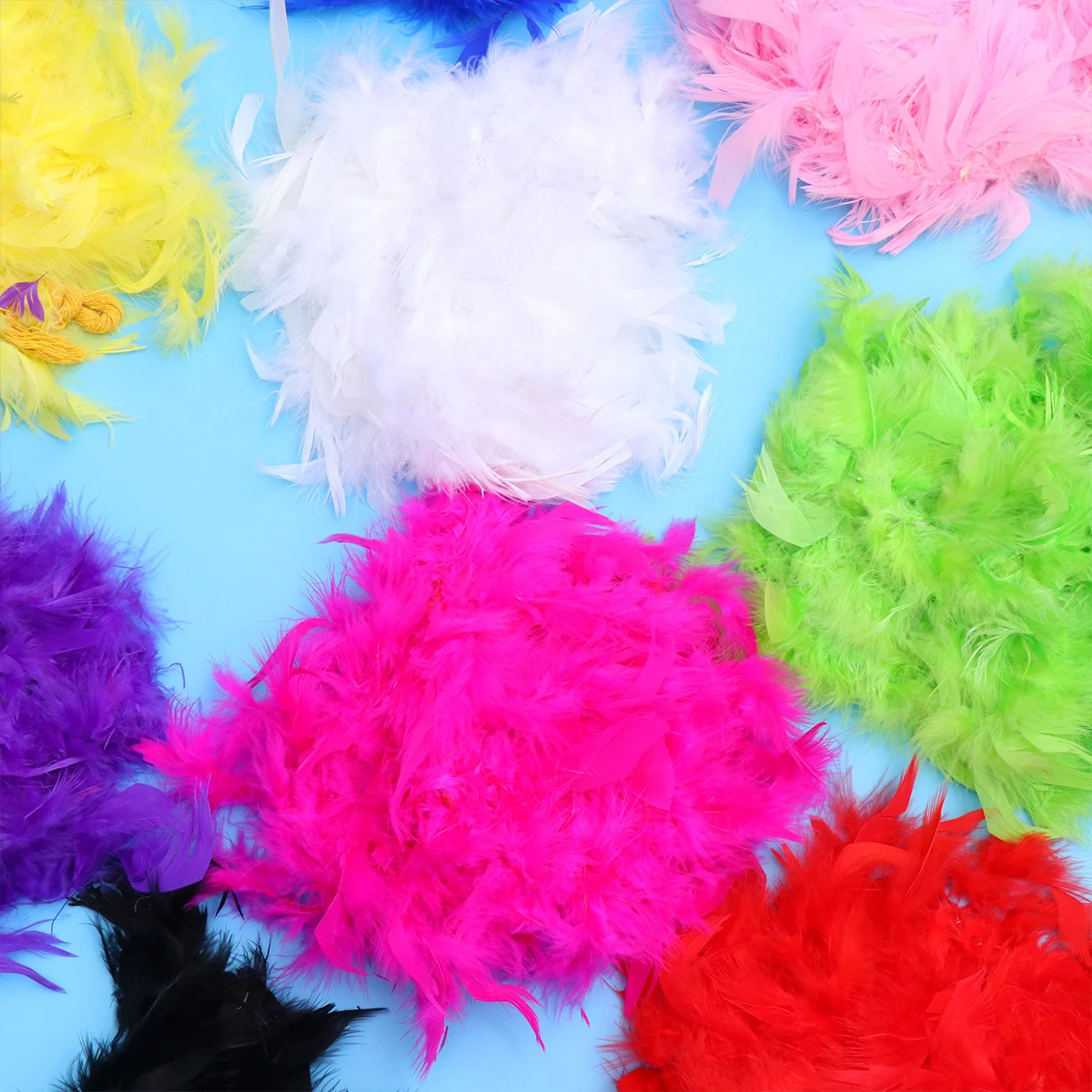 Boas – garniture naturelle colorée 40G, 6 pièces, pour fête, thème pour enfants, bricolage, couture, frange, vêtements, accessoire de décoration