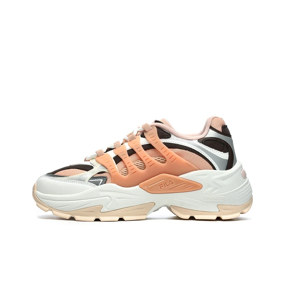 FILA Corallo Textile, Synthetic Leather, TPU Abrasion Resistant Low top Casual Shoes Women's White Pink Silver F12W241116FPC
