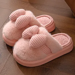 Ladies Indoor Bedroom Slipper Couples  Non-Slip Soft Warm House Shoes  Cartoon Cute Rabbit Floor Slides Women Winter Home Slippe