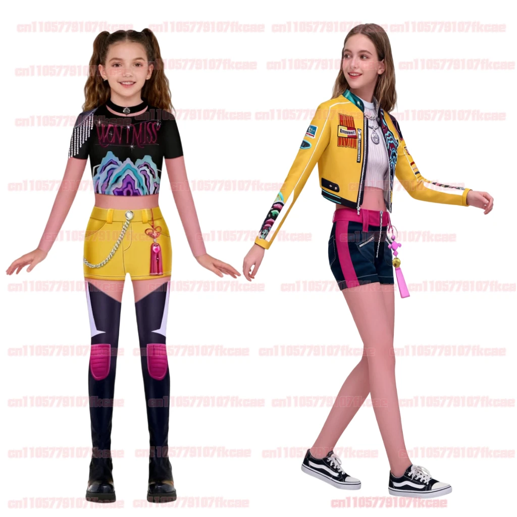 

Women girls K-POP Singers Rumi Mira Zoey Printing Jumpsuit Women Girls Halloween Cosplay Costume Carnival Party Role Play Outfit
