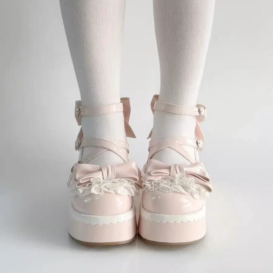 

Женская обувь Cute Lolita JK Little Leather oes на платформе Thi Bot Mary Janes Slip-On oes с круглым носком, противоскользящая обувь Faion