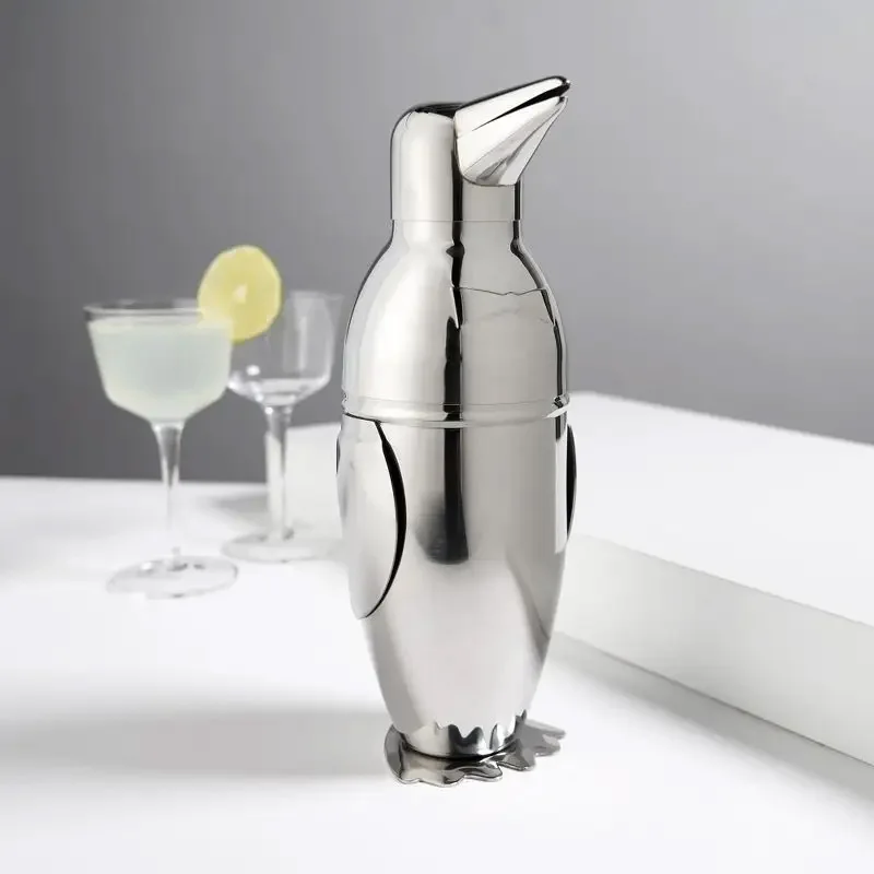 113hot European Style Penguin Shaker 304 Stainless Steel 500ML Creative Cocktail Shaker Bar Tools