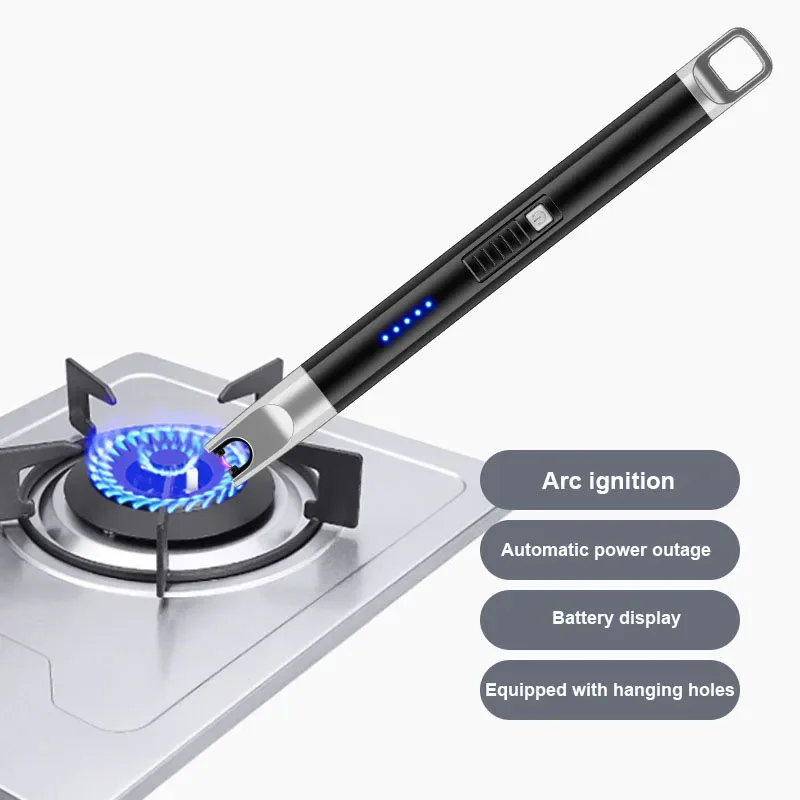 Windproof USB Lighter Rechargeable Portable Outdoor Camping Barbecue Household Kitchen