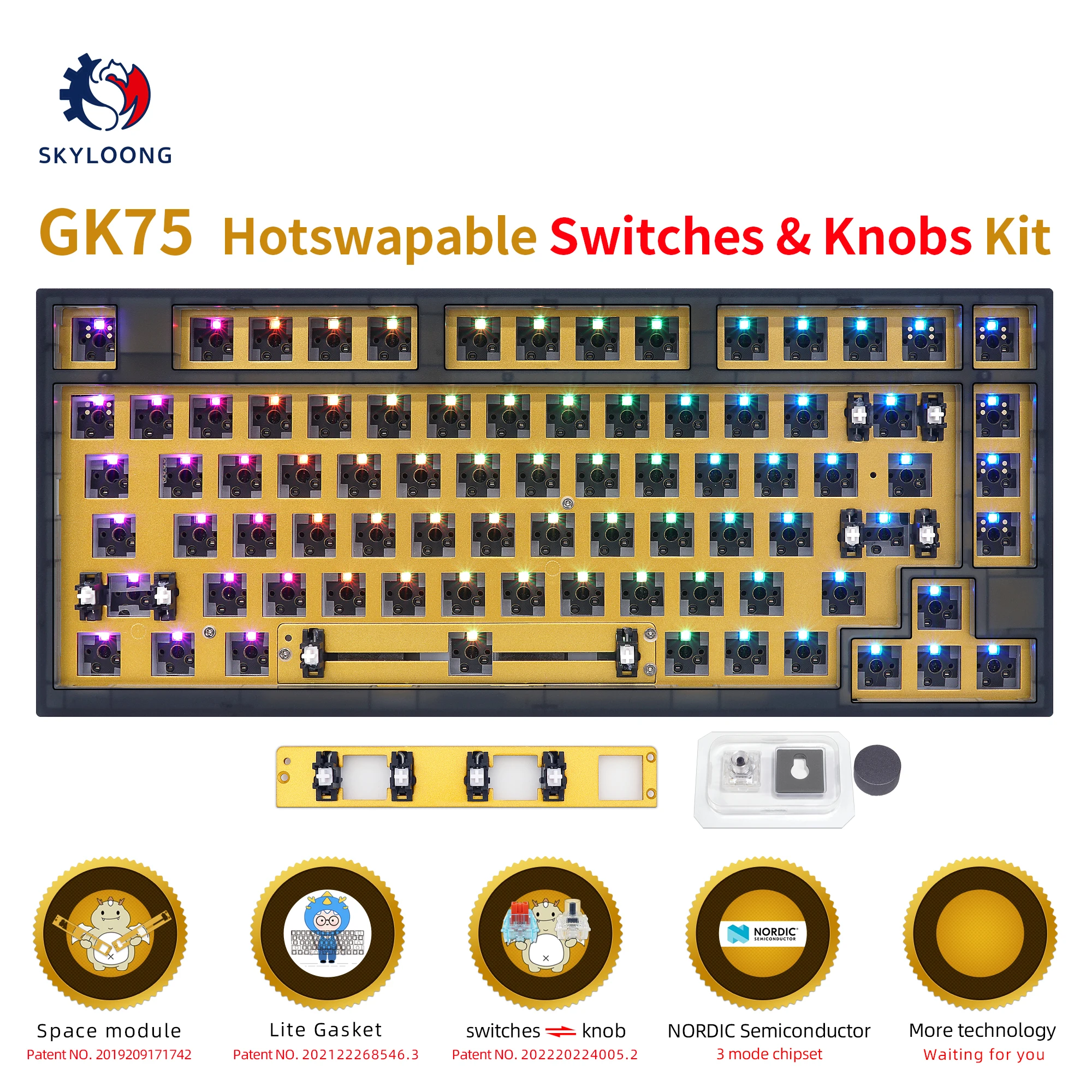 Imagem -05 - Kit de Teclado Mecânico Programável Personalizado Gk75 Junta Hot Swappable Suporte Split Keybar Rgb Switch Leds Software tipo c 75