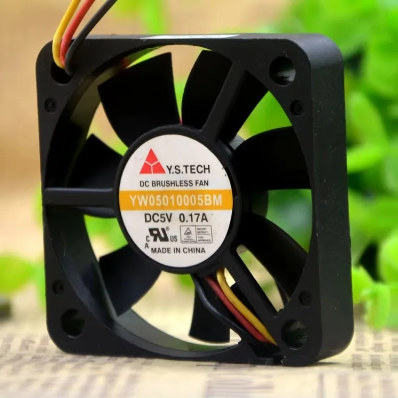 Original Y.S.TECH Yuan Shan YW05010005BM 5V 0.17A 50mm 5010 3-Wire Cooling Fan for Electronics