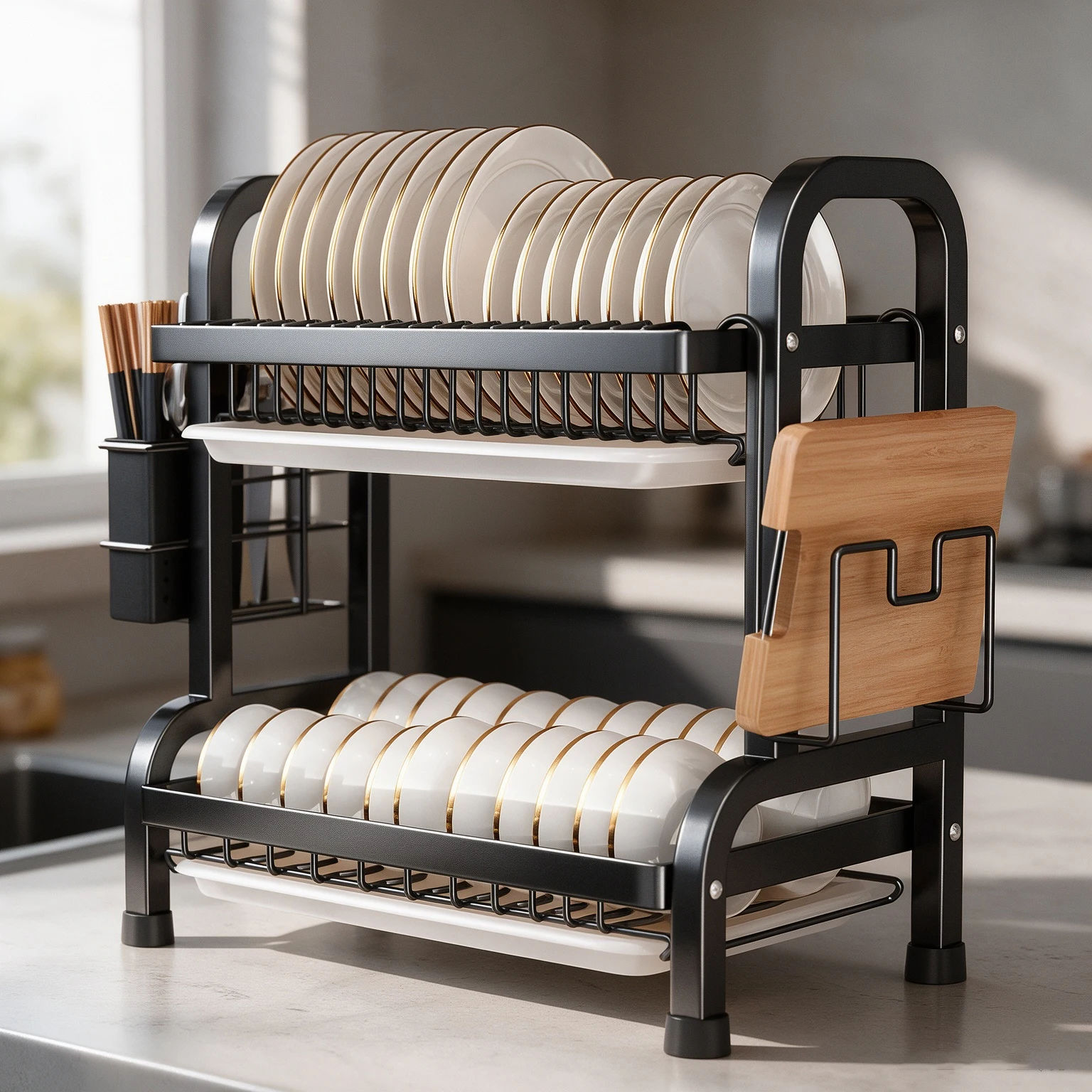 Egouttoir-a-vaisselle-en-acier-au-carbone-noir-a-2-3-niveaux-42-53-cm-rangement-de-comptoir-de-cuisine-extensible-avec-porte-couteaux-et-porte-baguettes