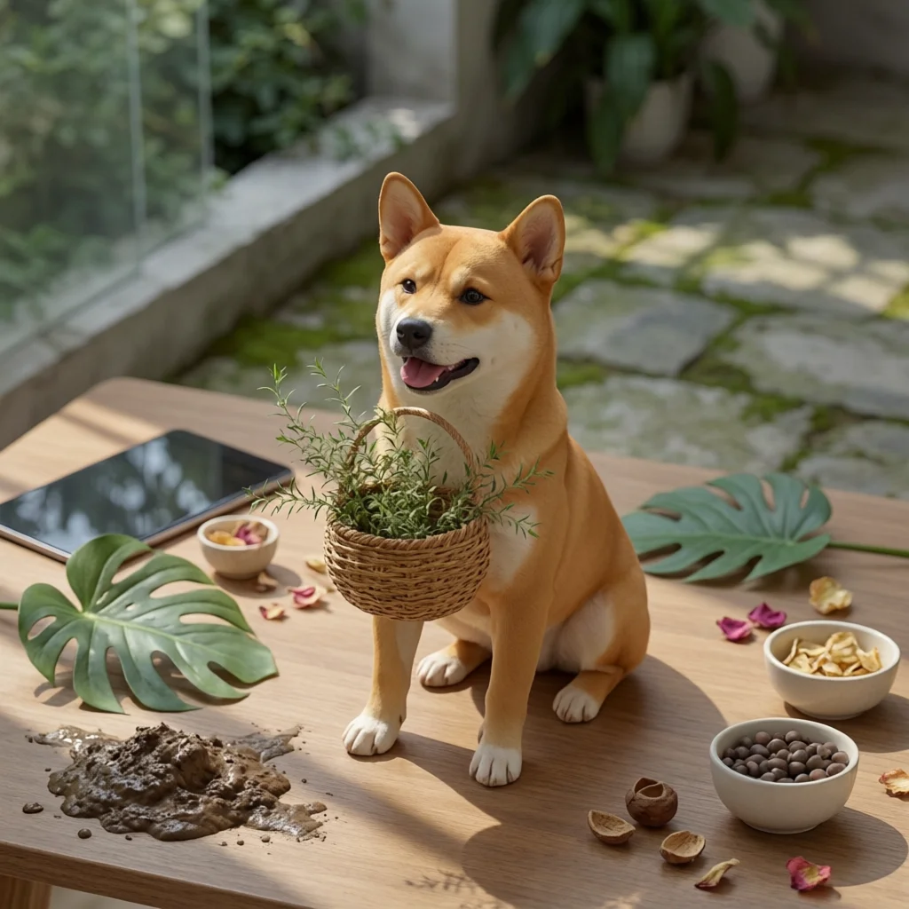 Shiba Inu Statue Fiberglass Akita Statue Dog Sculpture with Basket Lifelike Figurine Lawn for Entryway