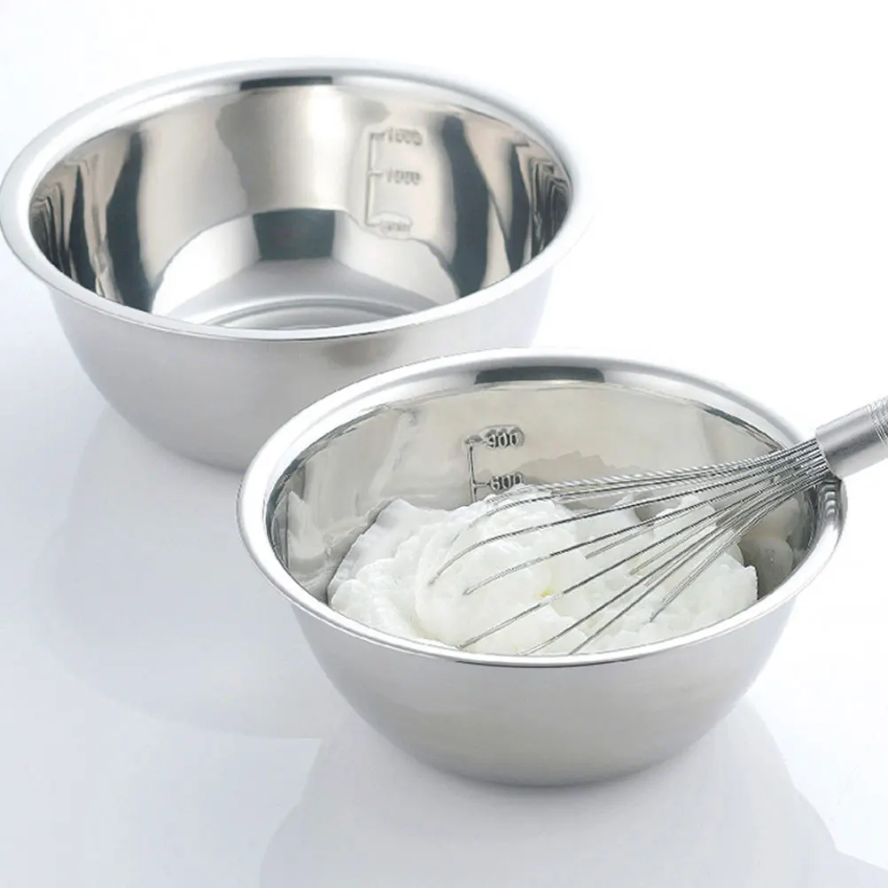 

Stainless Steel Bowl Set Large Kitchen Supply Multi-Functional Big for Salad Soup Egg Baking Silver Metal Basin Stainless Steel