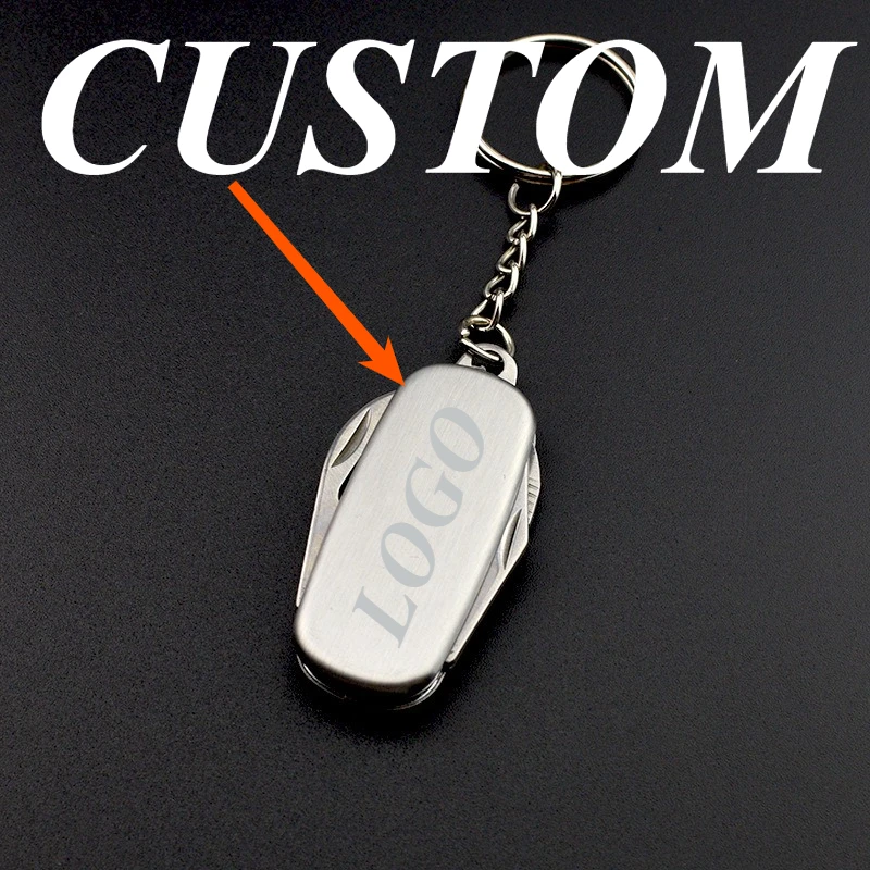 

1pc Custom Keychain Personalized Metal Multifunctional Bottle Opener Knife Customized Key Ring Car Accessories Gift Wholesale