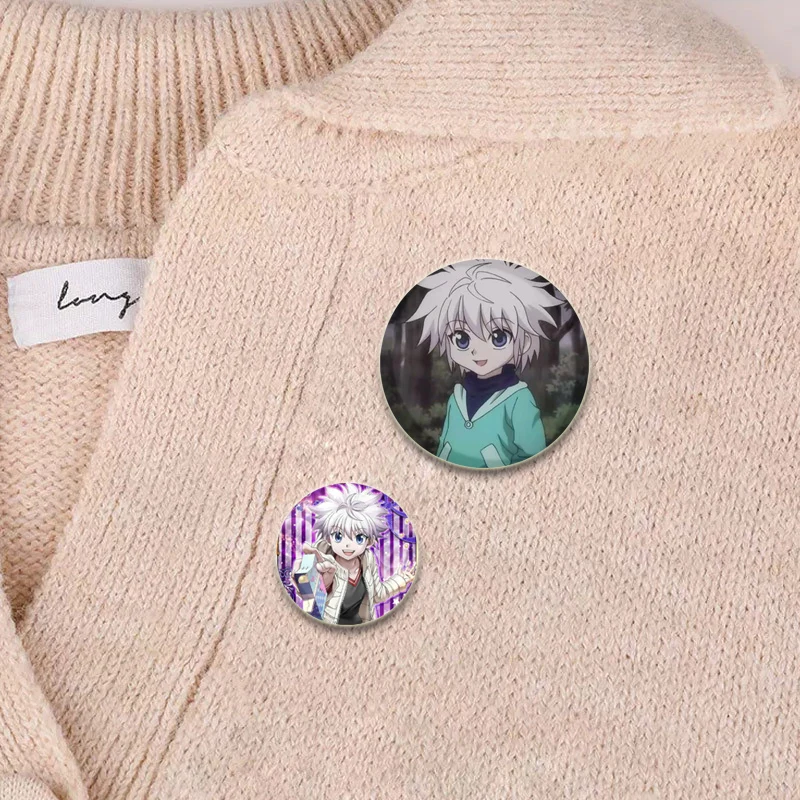 Anime Hunter X Hunter Brooches Zoldyck Killua Kurapika Freecss Gon Cartoon Badge Snap-in Pins for Backpack Accessories Gifts