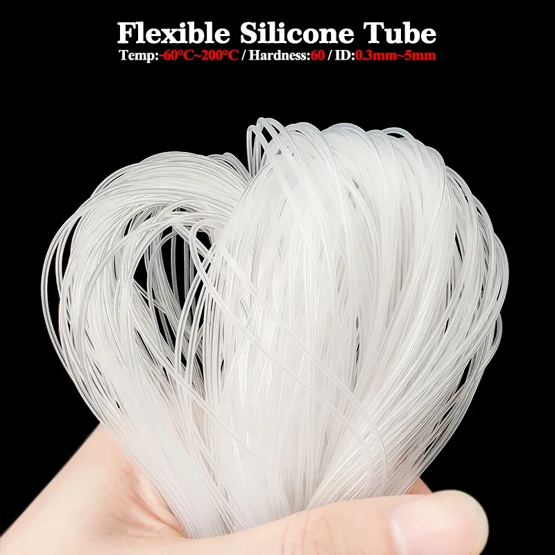 Food Grade Transparent Silicone Capillary Tube High Temp Small Hose ID 0.5-4mm 5M/10M Flexible Tubing for Water Pipeline