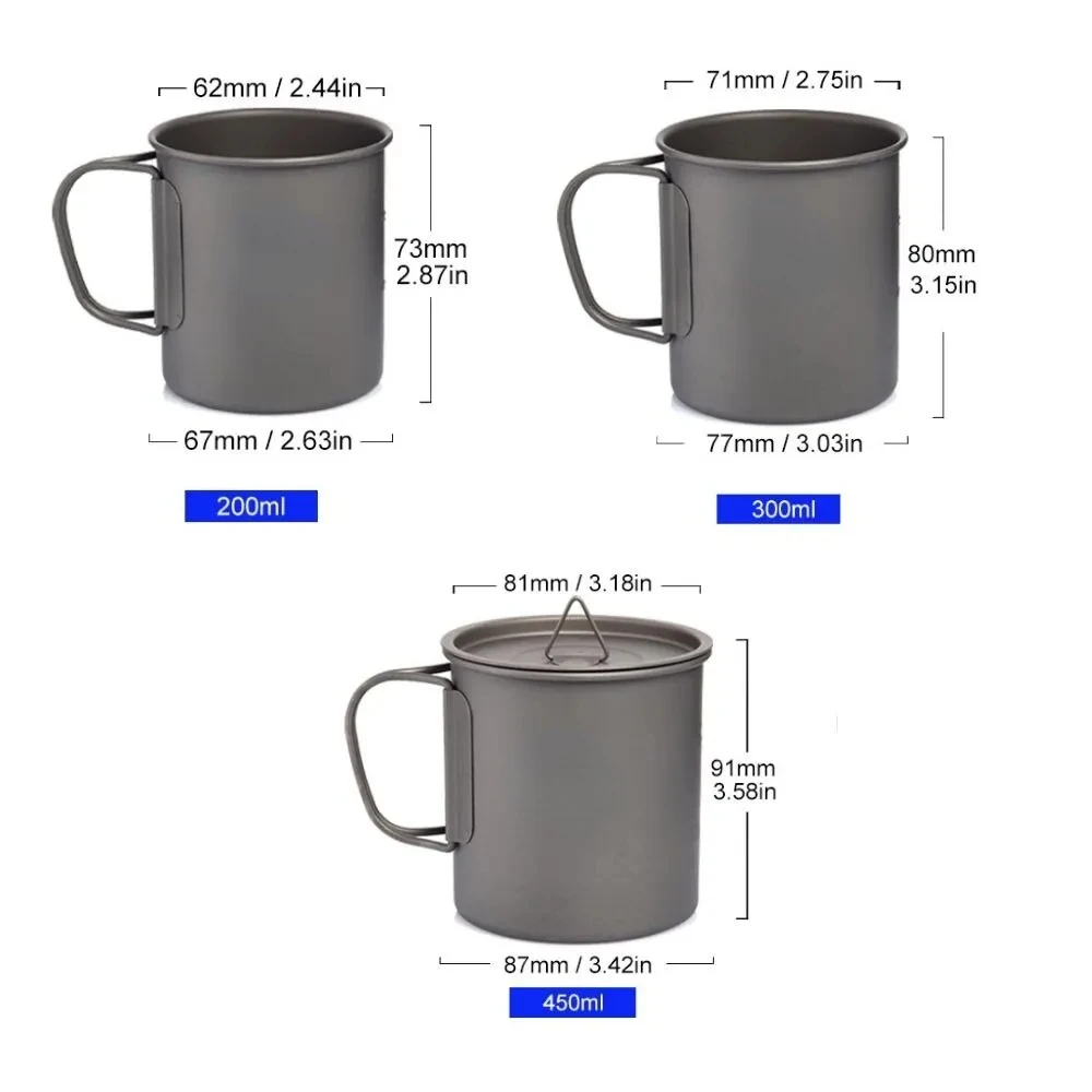 Camping Mug Titanium Cup Tourist Tableware Picnic Utensils Outdoor Kitchen Equipment Travel Cooking Set Cookware Hiking