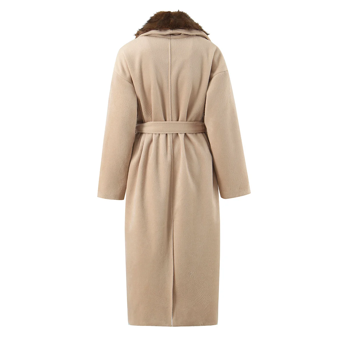 معطف صوفي متوسط الطول مع ياقة من الفرو وصل حديثًا لخريف وشتاء ملابس خارجية نسائية للتنقل Sle طويل Sve #4