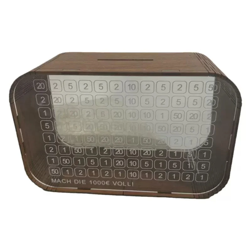 透明アクリル貯金箱,木製銀行,カウンター付き貯金箱,1000ユーロ