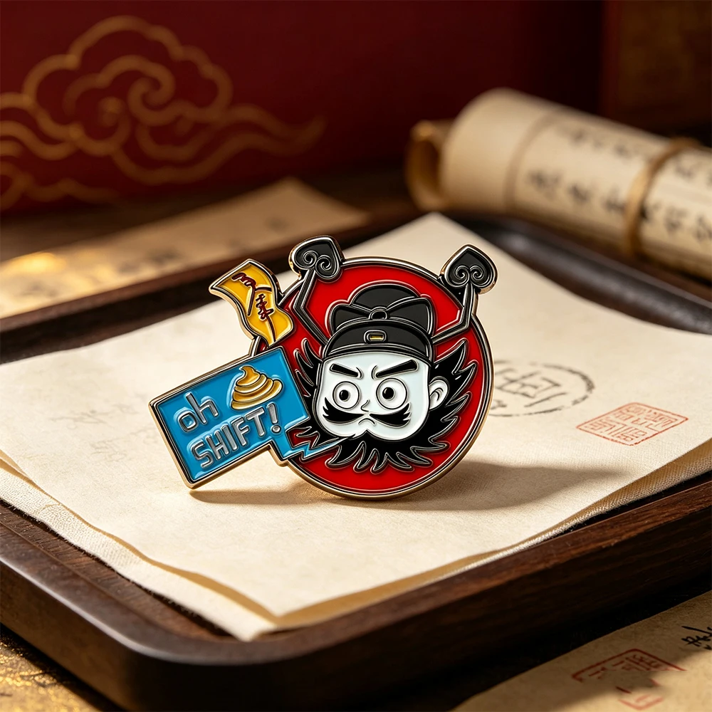 Chinese Traditional Role Zhong Kui Enamel Pin Funny 