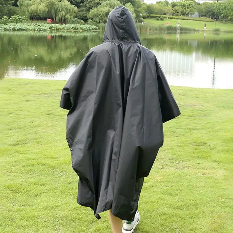 Hooded Rain Poncho 3-in-1 Adults Poncho Waterproof Raincoat Pocketed Raincoat For Outdoor Safety Reusable Rain Poncho For