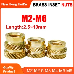 Brass Insert Nut M2 M2.5 M3 M4 M5 M6 Metric Thread 3D Printer Heat Insertnut Double Twill Embedment Hot Melt Copper Nuts Inserts