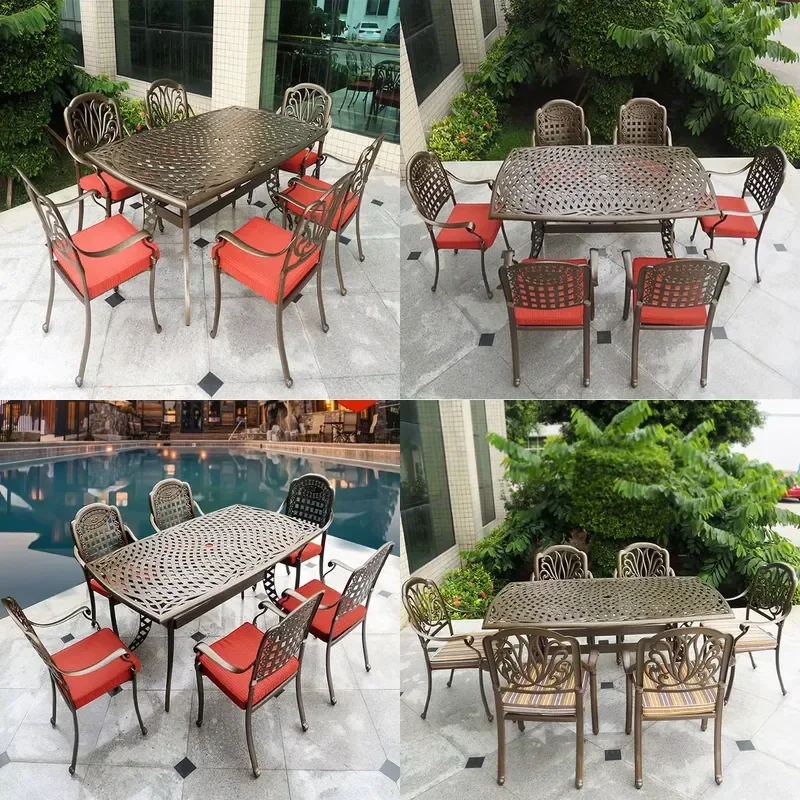 for Professional Outdoor Furniture Factory Cast Aluminum Garden Courtyard Dining Table