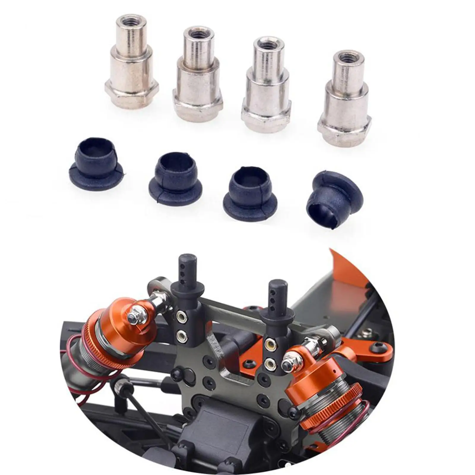 

4 Shock Absorber Bushing 1:8 RC Model Buggy Parts Vehicle Scale Accessories for /8 RC Car