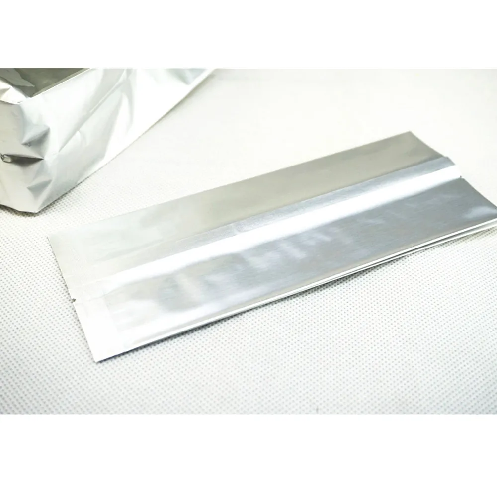 100pcs Pure Aluminum Foil Bags Side Gusseted Vacuum-Bag / Silvery White Plastic Tea Pouch Food Fresh Keeping Package Coffee-Bag