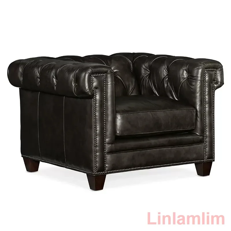 Luxury Leather Chesterfield Sofa – 3-Seater Tufted Couch 4