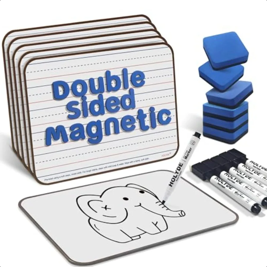 

Dry Erase Boards 6 Pack Double Sided Magnetic Small Whiteboards with Lines for Students Teacher Classroom Pack Including 52 Pcs