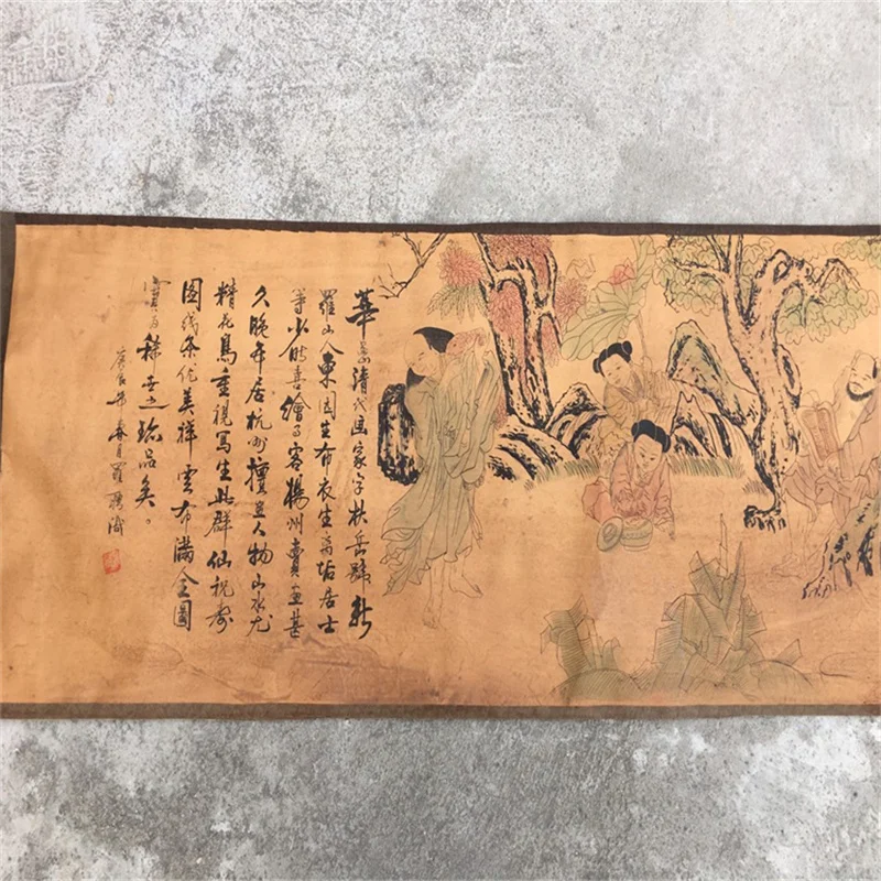 

China Old Scroll Wall hanging Long scroll banner painting Eight Immortals' birthday wishes