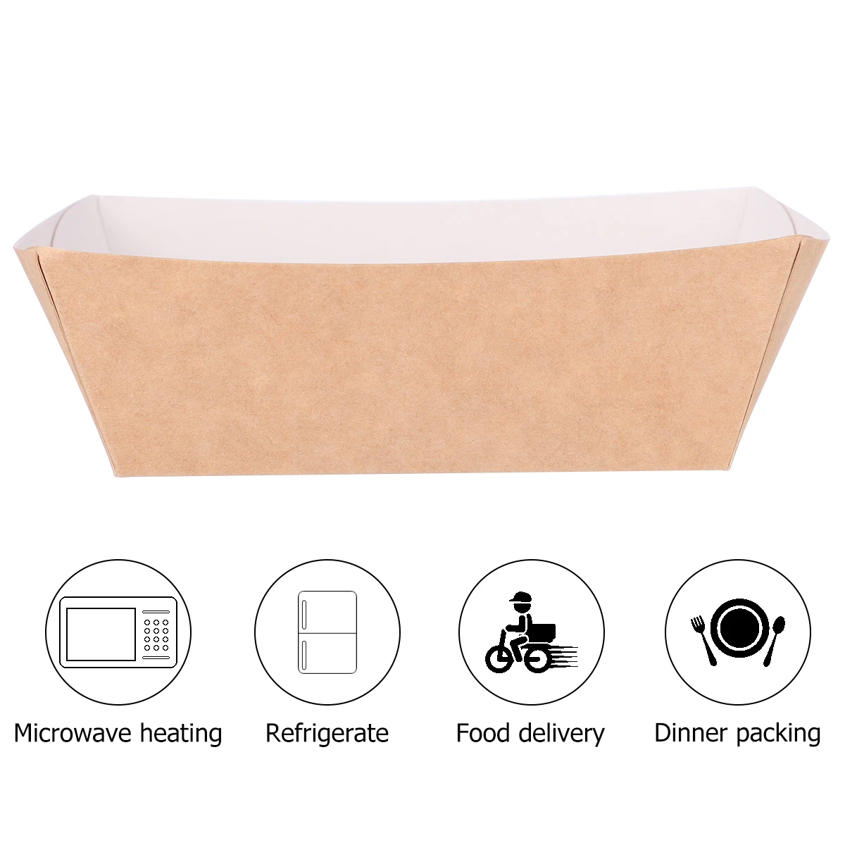 

100 pcs Kraft Paper Boat Box Chicken Box Snack Open Tray Food Serving Container Disposable Stackable Meal Prep Container For