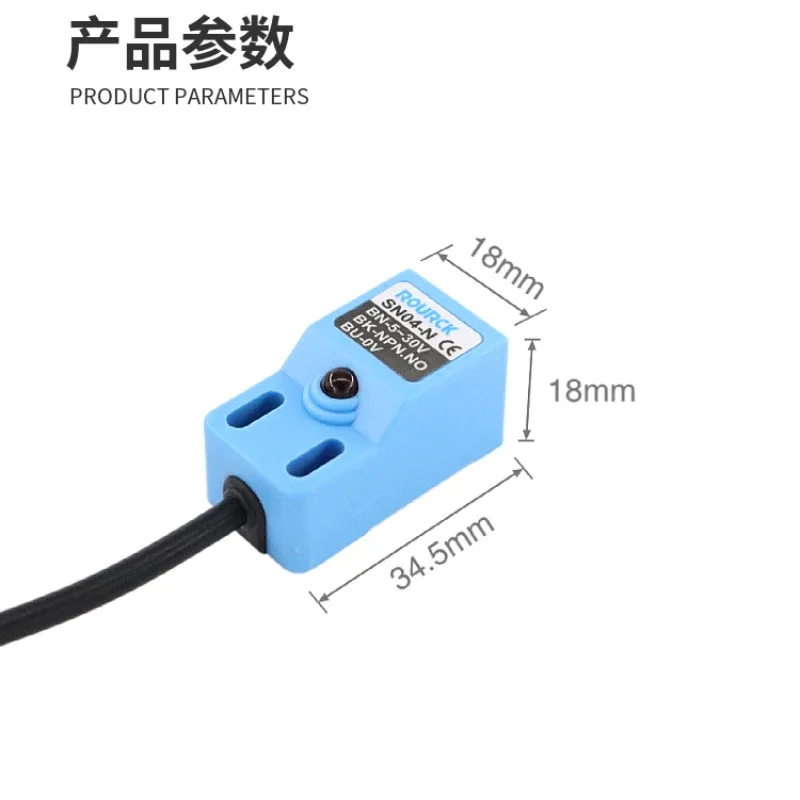 Bezpłatna wysyłka SN04-N trójprzewodowy NPN NO NC 4MM DC5-30V SN04 Indukcyjny czujnik zbliżeniowy Przełącznik wykrywania DC Kwadratowy czujnik krańcowy 24V