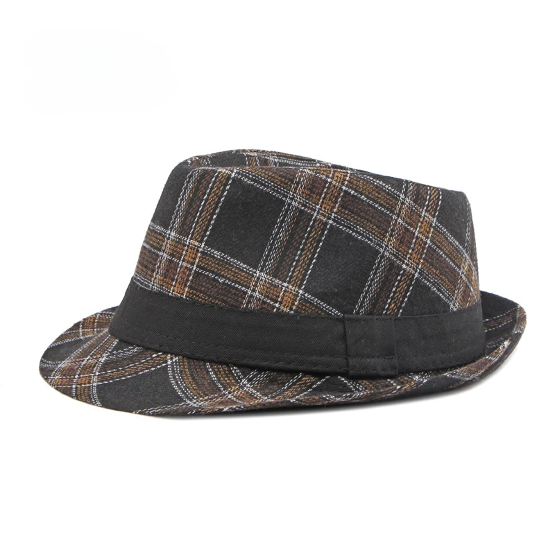 European and American Style Patterned Top Hat for Men Sun Protection Hat Spring and Summer New Plaid Jazz Hat for Women