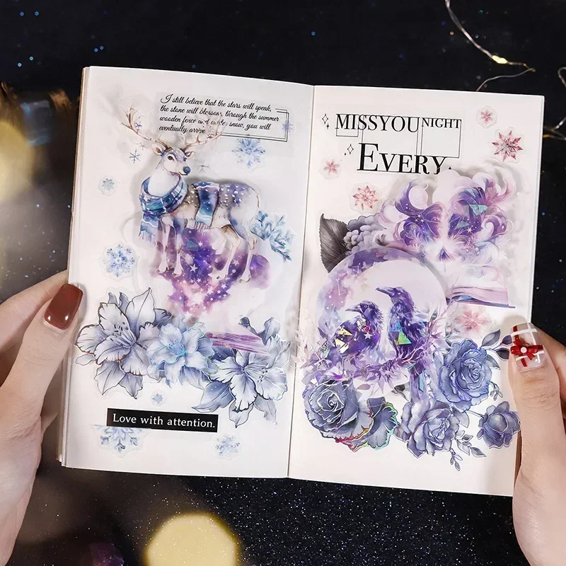 10 قطعة ملصقات الحيوانات الأليفة ساحرة نجوم الفنون ليلة السماء قذيفة ضوء خلفية الكتابة حزمة اختيارات سجل القصاصات قطع 150*91 مللي متر