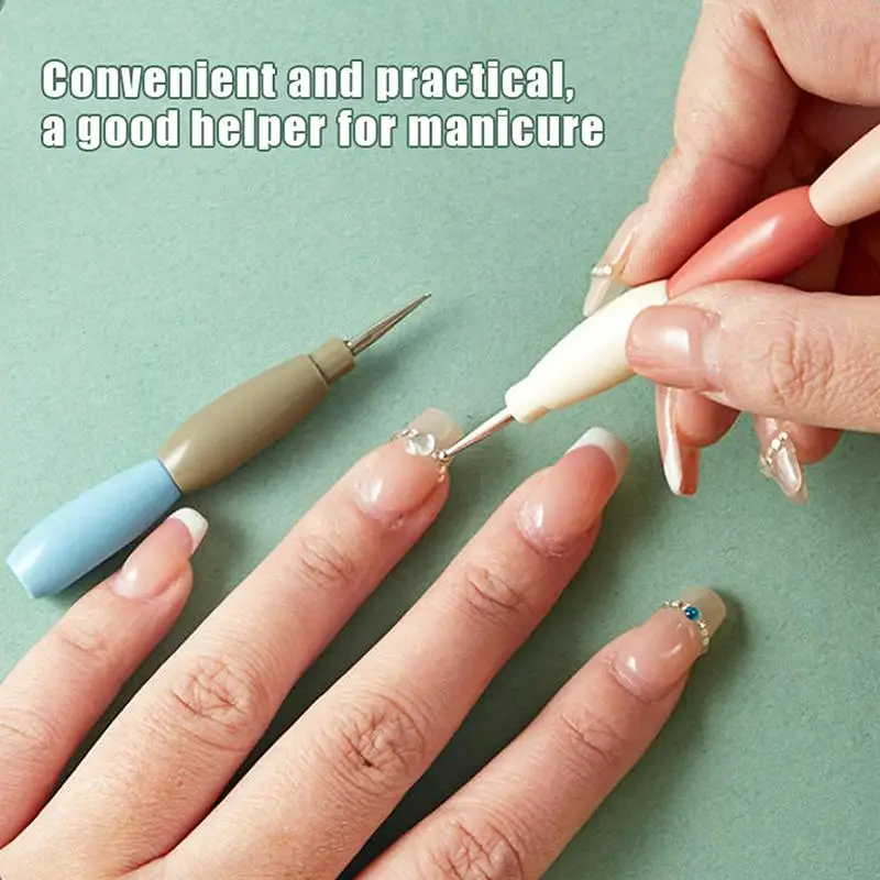 New#1/5Pcs Professional Nail Art Dotting Pen Plastic Handle Manicure DIY Dotting Pens Can Be Spliced Rhinestones Gem Picker