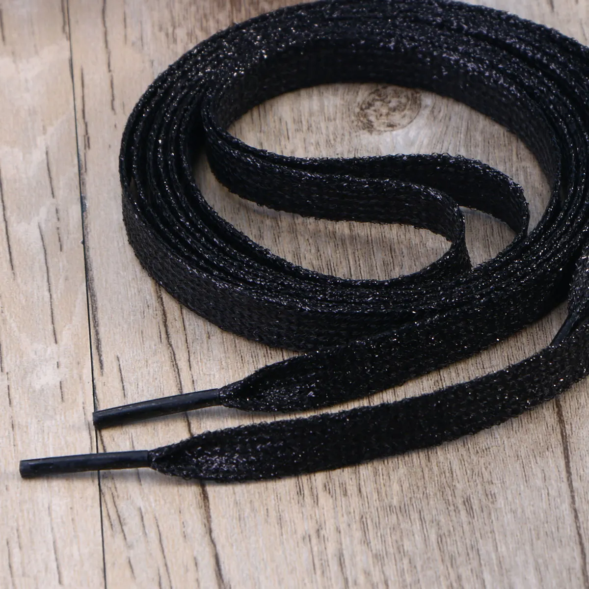 Cadarços planos coloridos com glitter, 1.1m, para tênis, sapatos esportivos de lona, presente, cadarços pretos com glitter