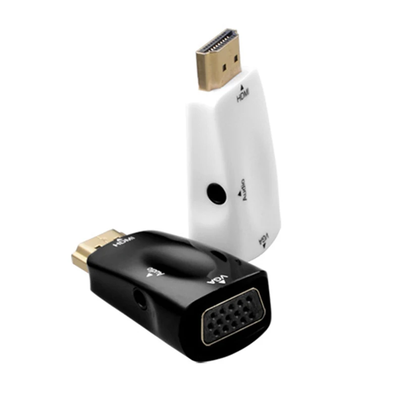 Adapter męski na VGA HD, żeński, kompatybilny z HDMI, 1080P, 720P, kabel konwertera Audio do PC, laptopa, TV, pudełko monitor do komputera,