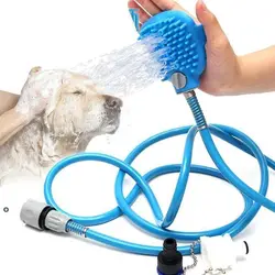 Pet Baden Sprayer Düse Schlauch Hund Dusche Kopf Handheld Silikon Massage Pinsel Katzen Hunde Reinigung Waschen Liefert