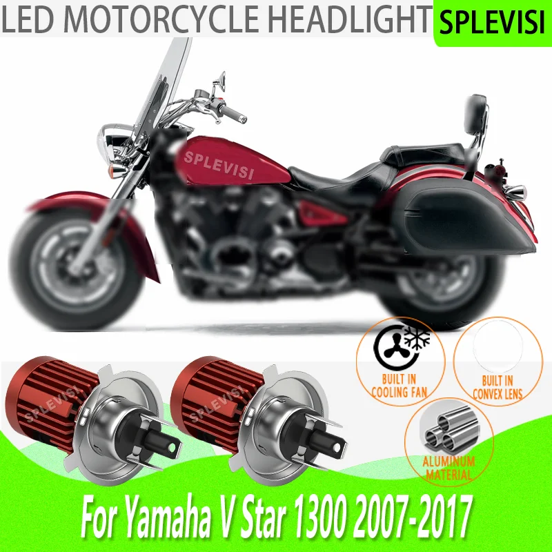 

4X Brighter H4 LED Headlight - Plug and Play Built in Lens For Yamaha V Star 1300 2007 2008 2009 2010 2011 2012 2013 2014-2017