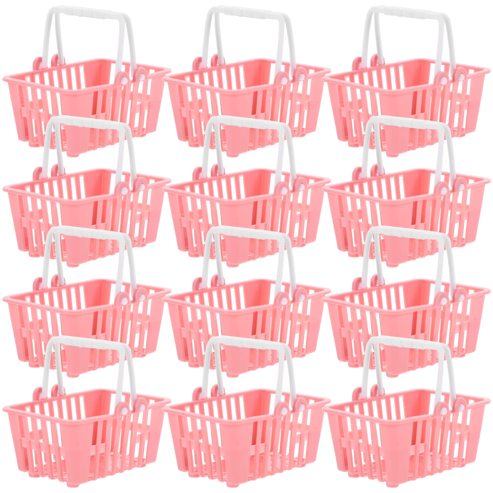 12pcs Kids Shopping Basket Toys Grocery Basket Models Funny Play Ornaments Simulated Food And Game Mini Plastic Shopping Basket