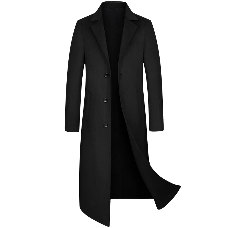 2023 New Fashion Casual Wool Double-sided Winter Korean Gentleman Slim Formal Business British Style Long Thick Trench Coat