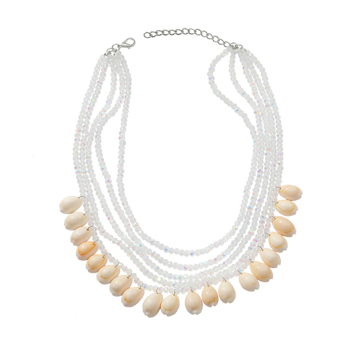 

ZAA Vintage Handmade Multi-layer Beaded Necklaces Women's Boho Style Shell Pendant Necklaces Beach Party Jewelry Accessories
